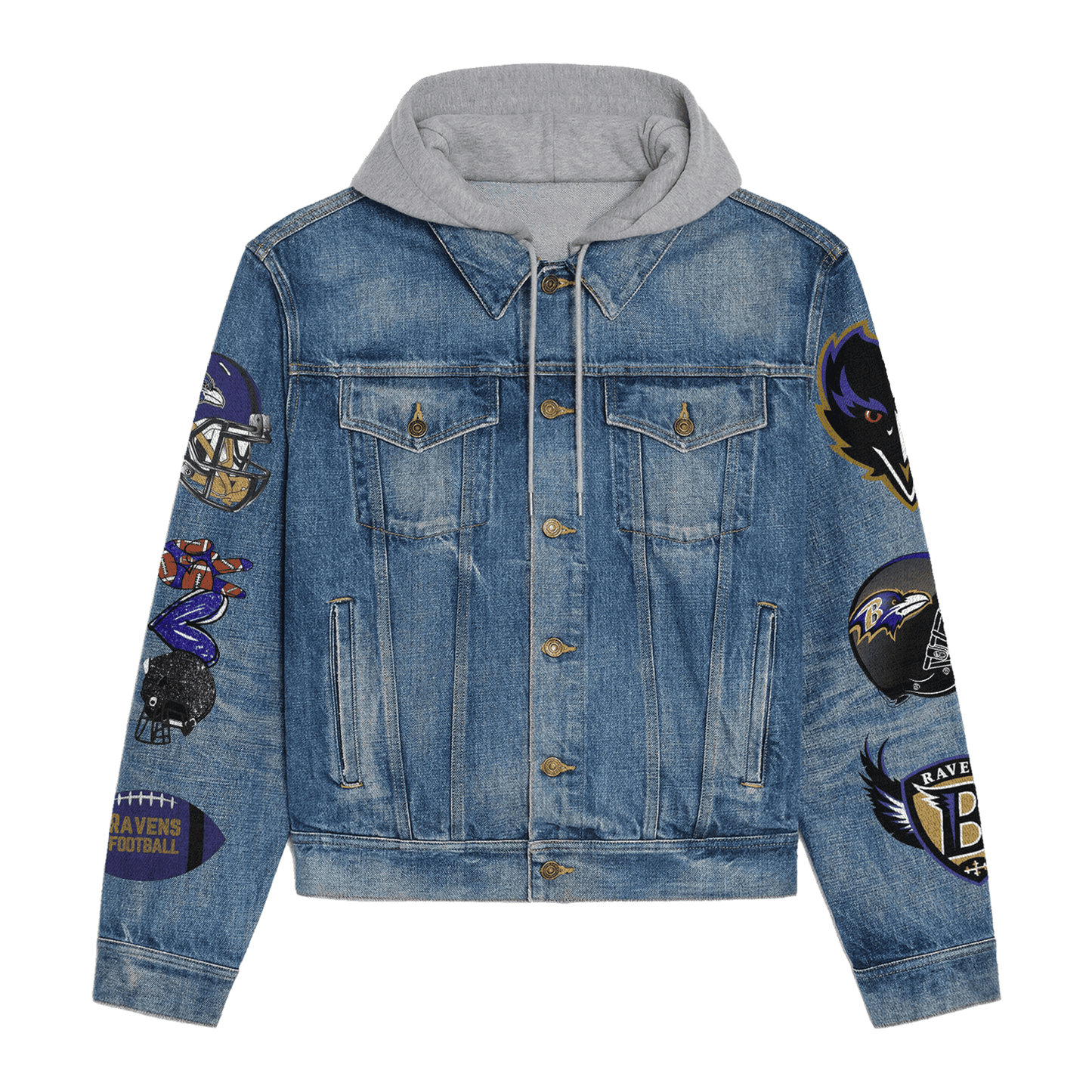 Baltimore Ravens Premium Hooded Denim Jacket New Collection AZBTHDJ000170