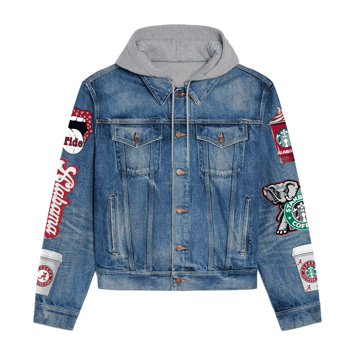 Abama Crimson Tide Premium Hooded Denim Jacket New Collection AZBTHDJ000352