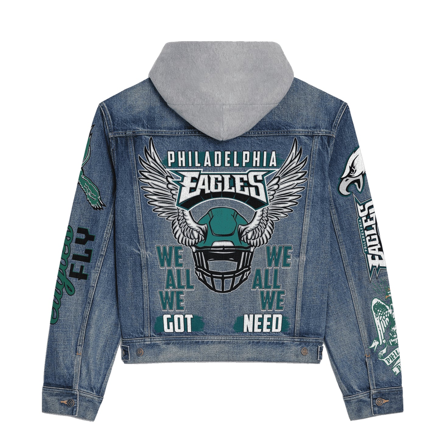 Philadelphia Eagles Premium Hooded Denim Jacket New Collection AZBTHDJ000109