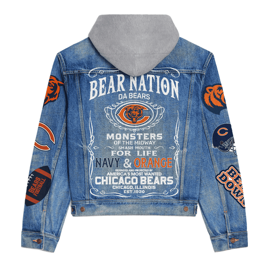Chicago Bears Premium Hooded Denim Jacket New Collection AZBTHDJ000110