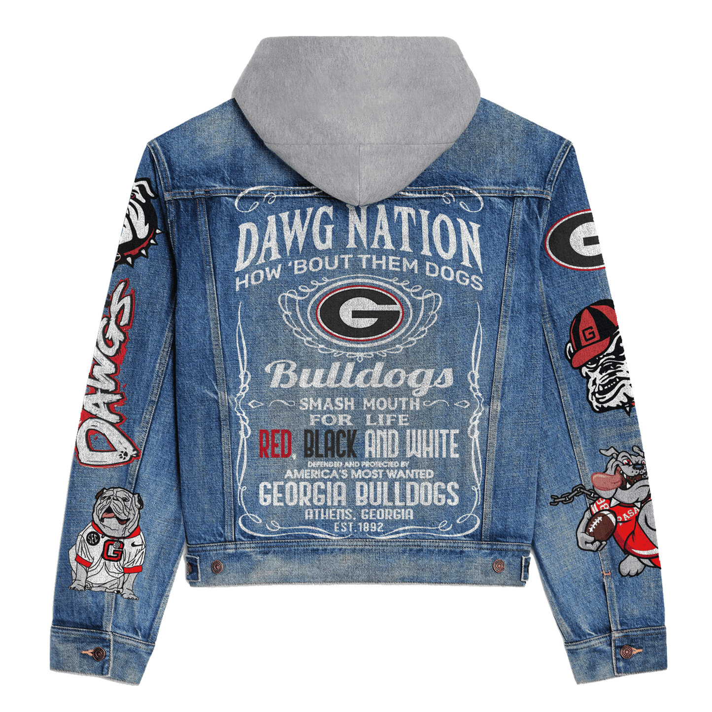 Georgia Bulldogs  Premium Hooded Denim Jacket New Collection AZBTHDJ000355