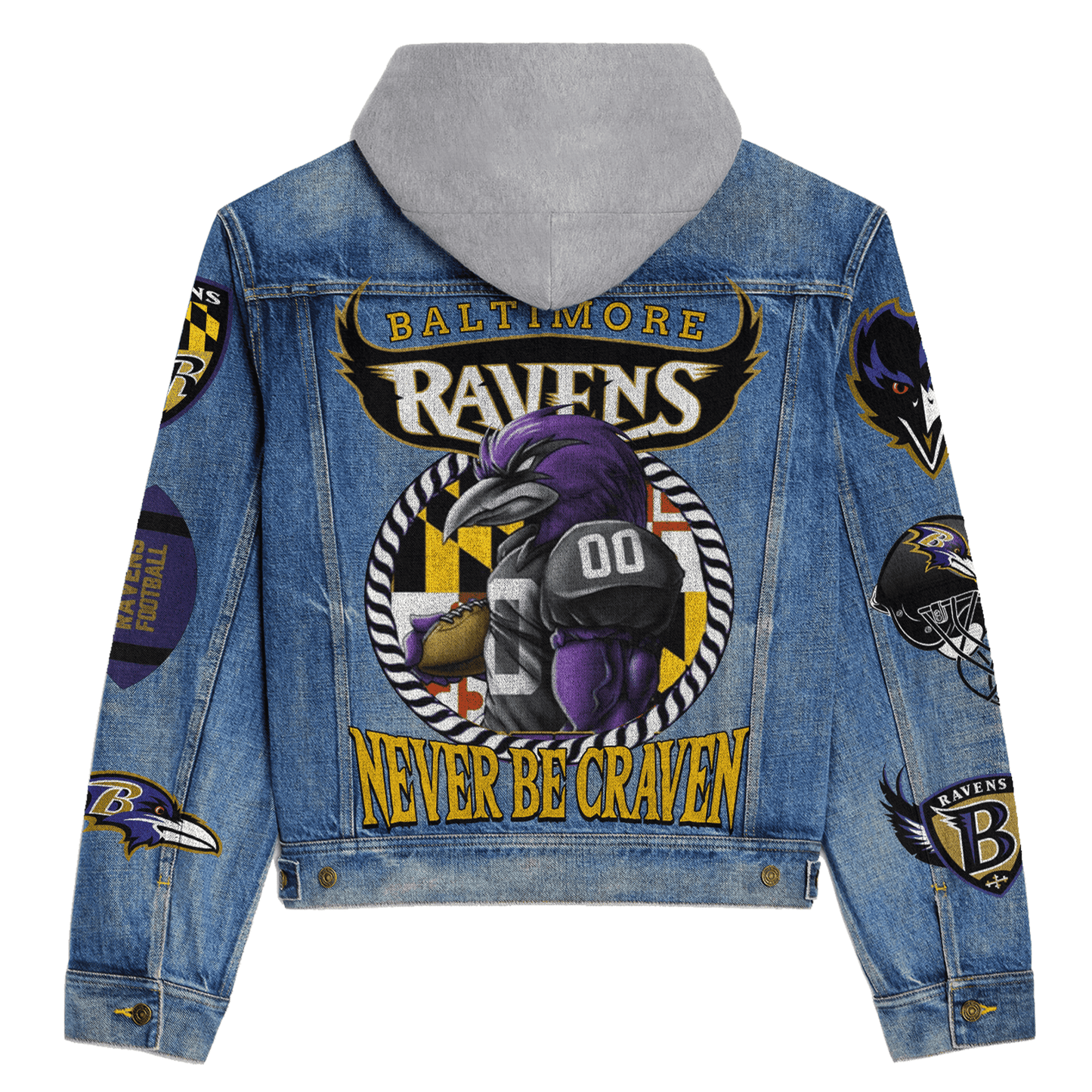 Baltimore Ravens Premium Hooded Denim Jacket New Collection AZBTHDJ000113