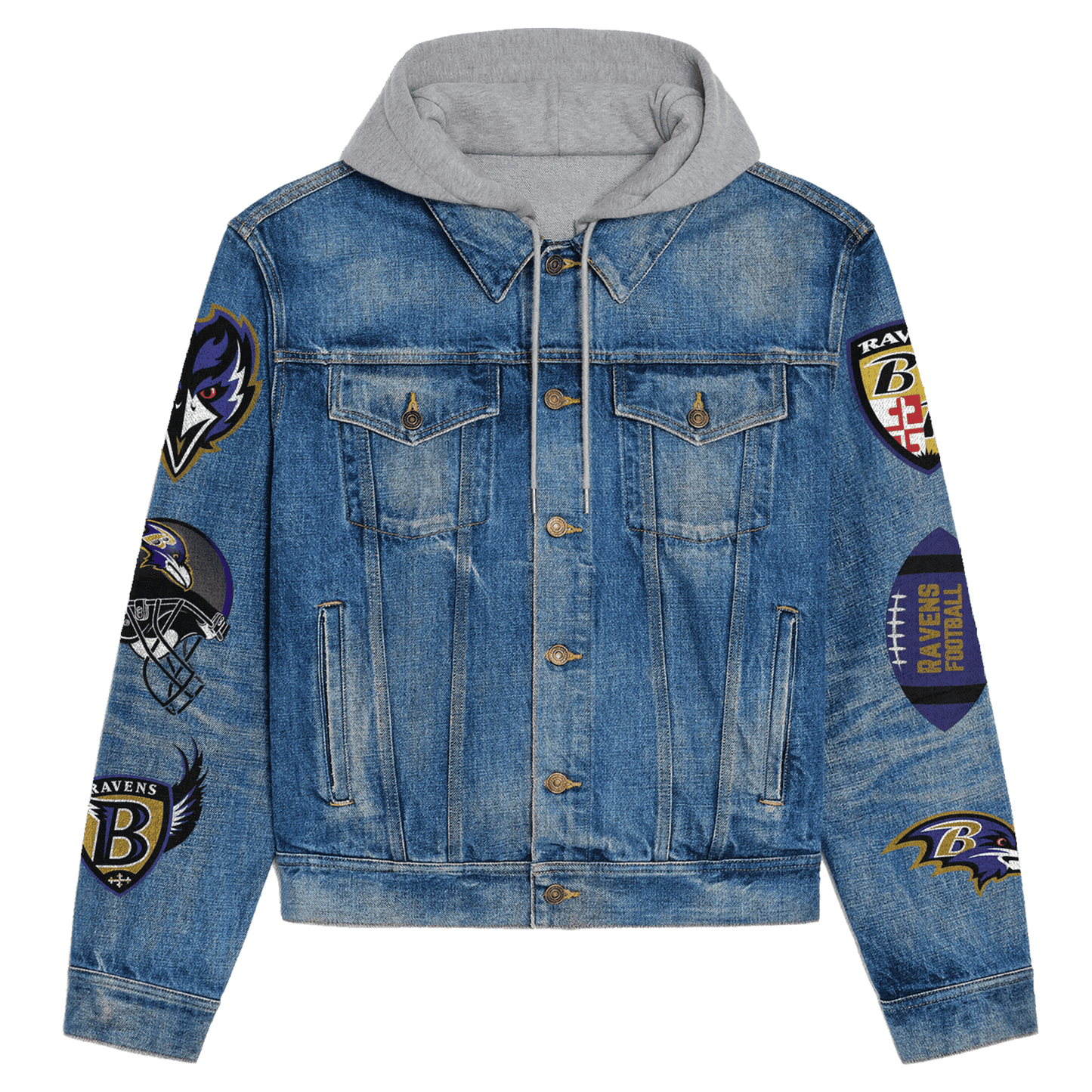 Baltimore Ravens Premium Hooded Denim Jacket New Collection AZBTHDJ000113