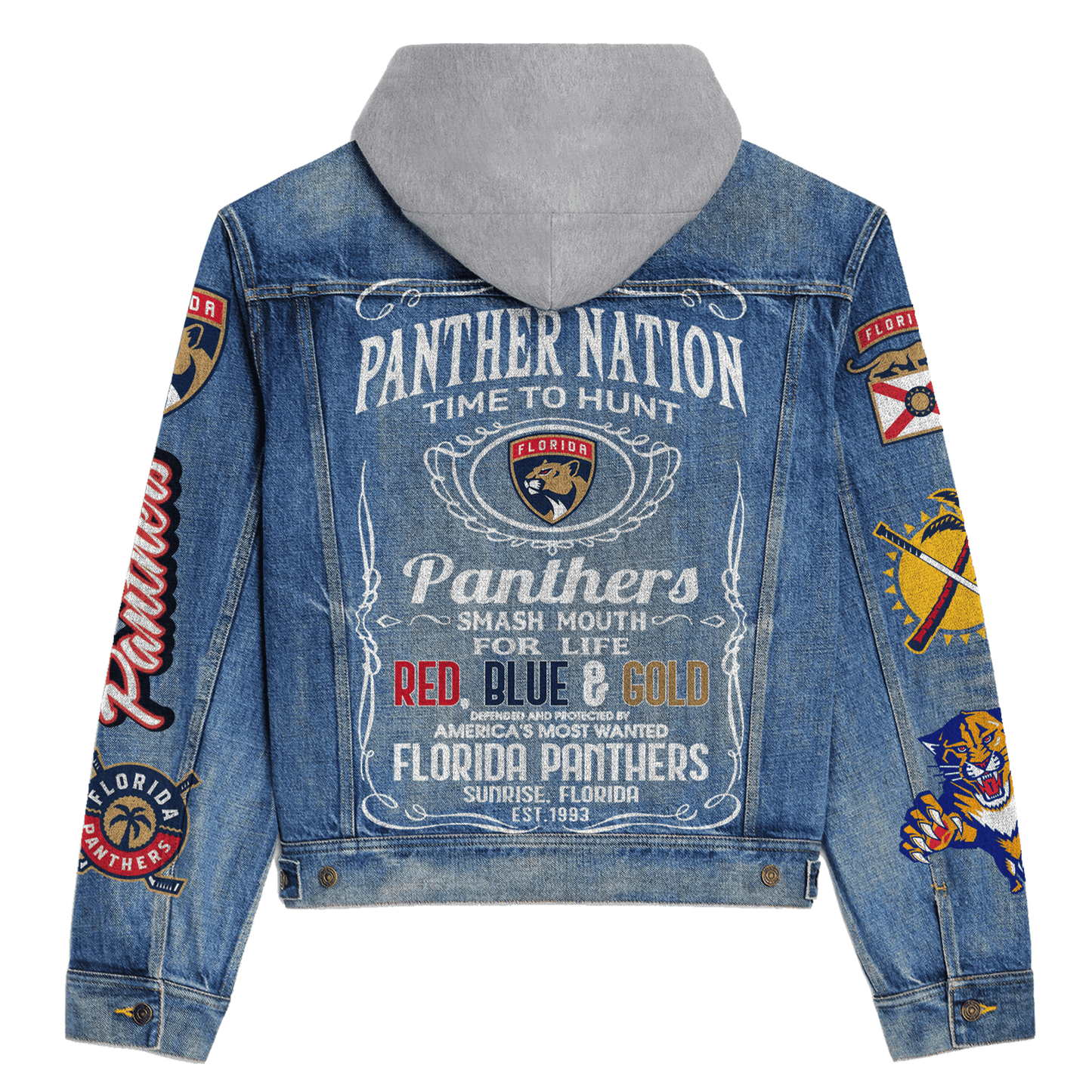 Florida Panthers Premium Hooded Denim Jacket New Collection AZBTHDJ000246