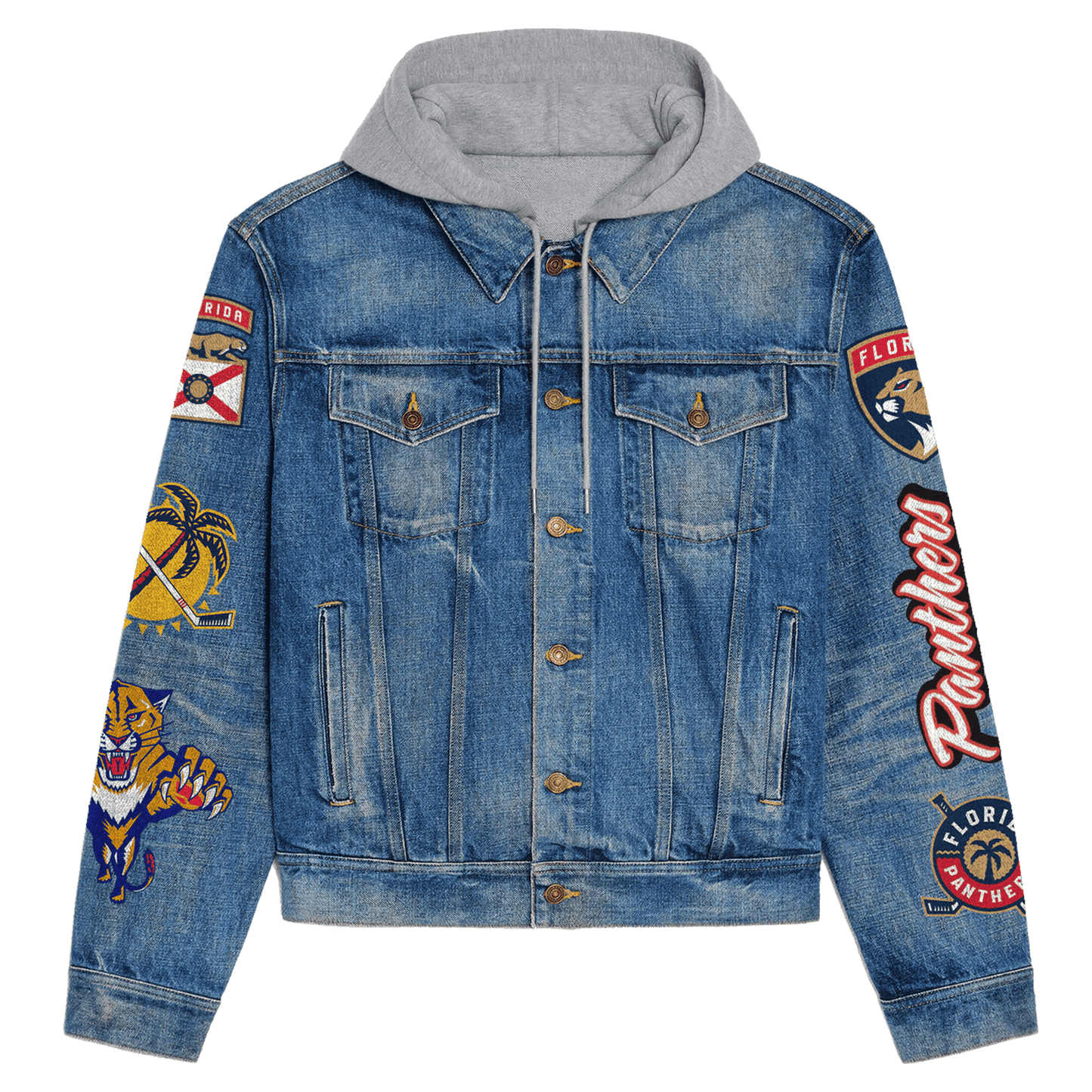 Florida Panthers Premium Hooded Denim Jacket New Collection AZBTHDJ000246