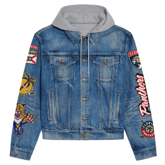 Florida Panthers Premium Hooded Denim Jacket New Collection AZBTHDJ000246