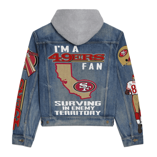 San Francisco 49ers Premium Hooded Denim Jacket New Collection AZBTHDJ000114