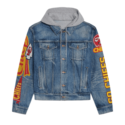 Kansas City Chiefs Premium Hooded Denim Jacket New Collection AZBTHDJ000115