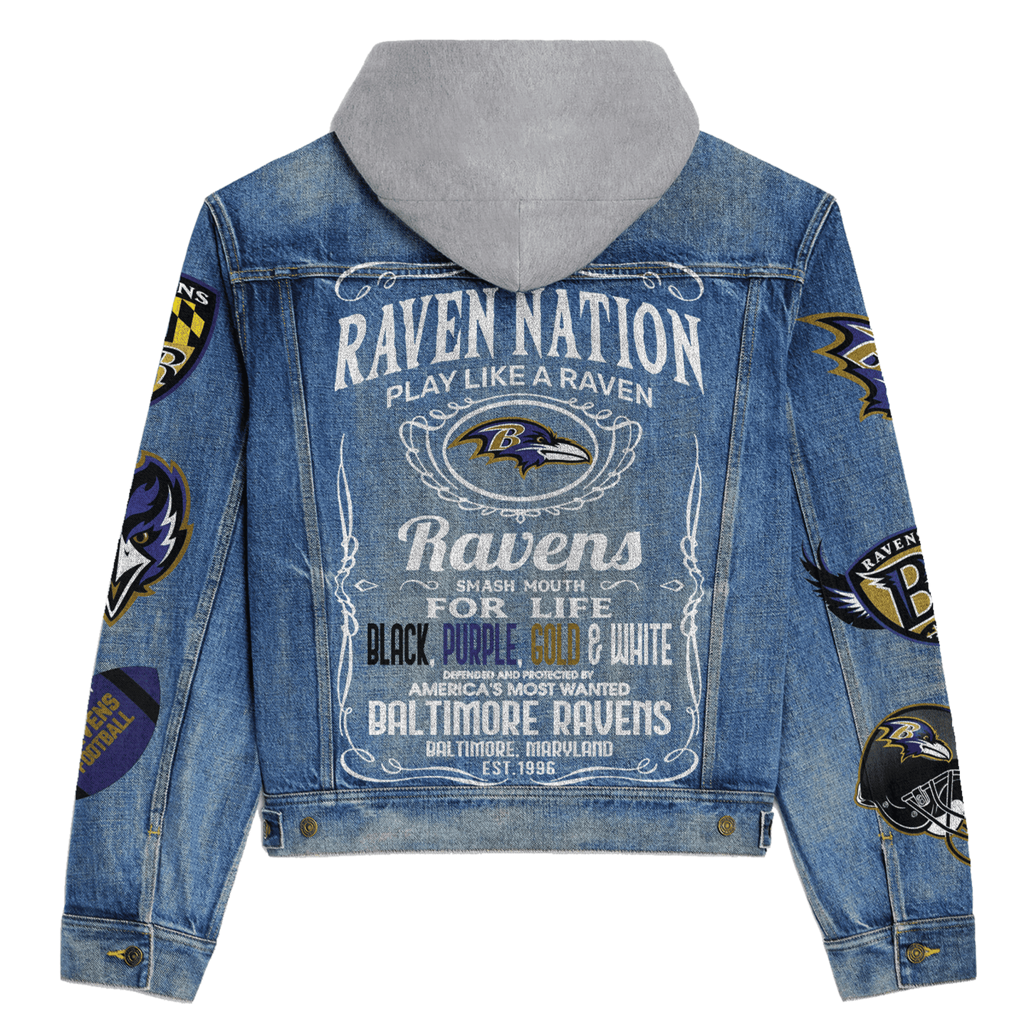 Baltimore Ravens Premium Hooded Denim Jacket New Collection AZBTHDJ000116