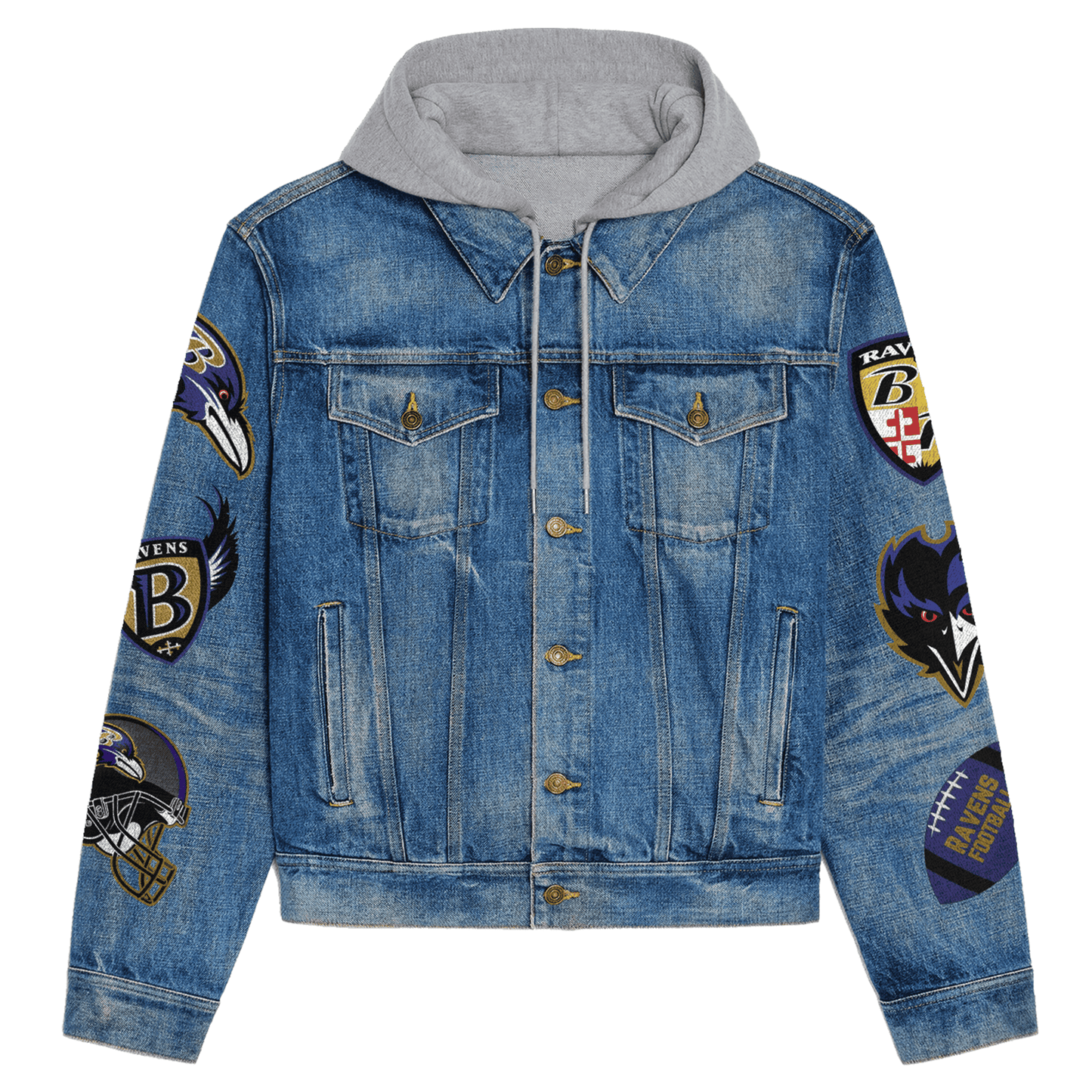 Baltimore Ravens Premium Hooded Denim Jacket New Collection AZBTHDJ000116