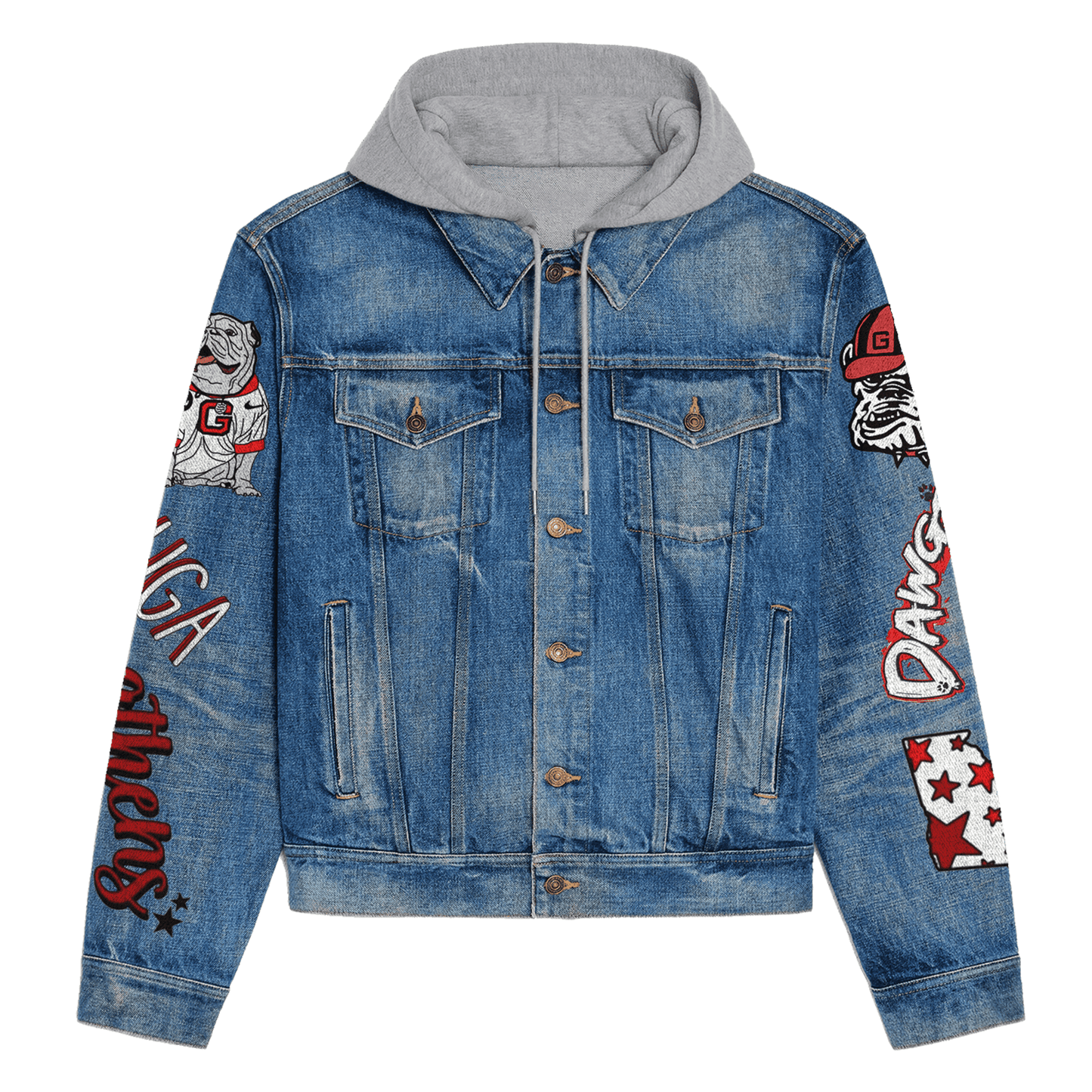 Georgia Bulldogs  Premium Hooded Denim Jacket New Collection AZBTHDJ000357