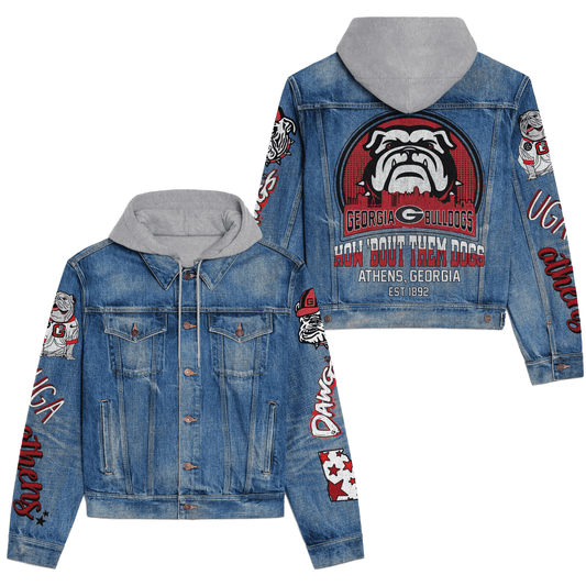Georgia Bulldogs  Premium Hooded Denim Jacket New Collection AZBTHDJ000357