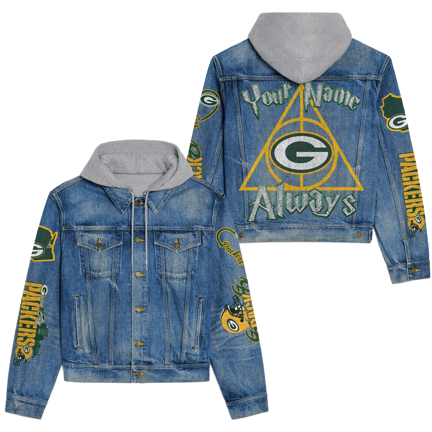 Green Bay Packers Premium Hooded Denim Jacket New Collection AZBTHDJ000117