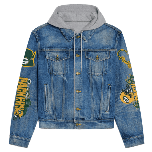 Green Bay Packers Premium Hooded Denim Jacket New Collection AZBTHDJ000117