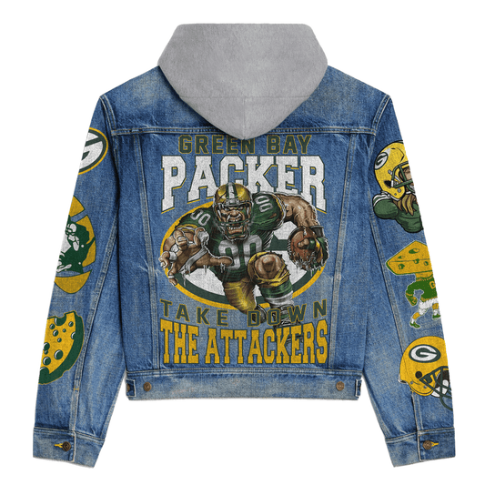 Green Bay Packers Premium Hooded Denim Jacket New Collection AZBTHDJ000119