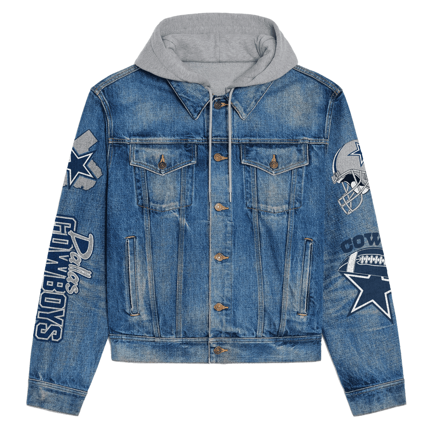 Dallas Cowboys Premium Hooded Denim Jacket New Collection AZBTHDJ000121
