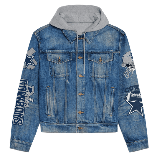Dallas Cowboys Premium Hooded Denim Jacket New Collection AZBTHDJ000121
