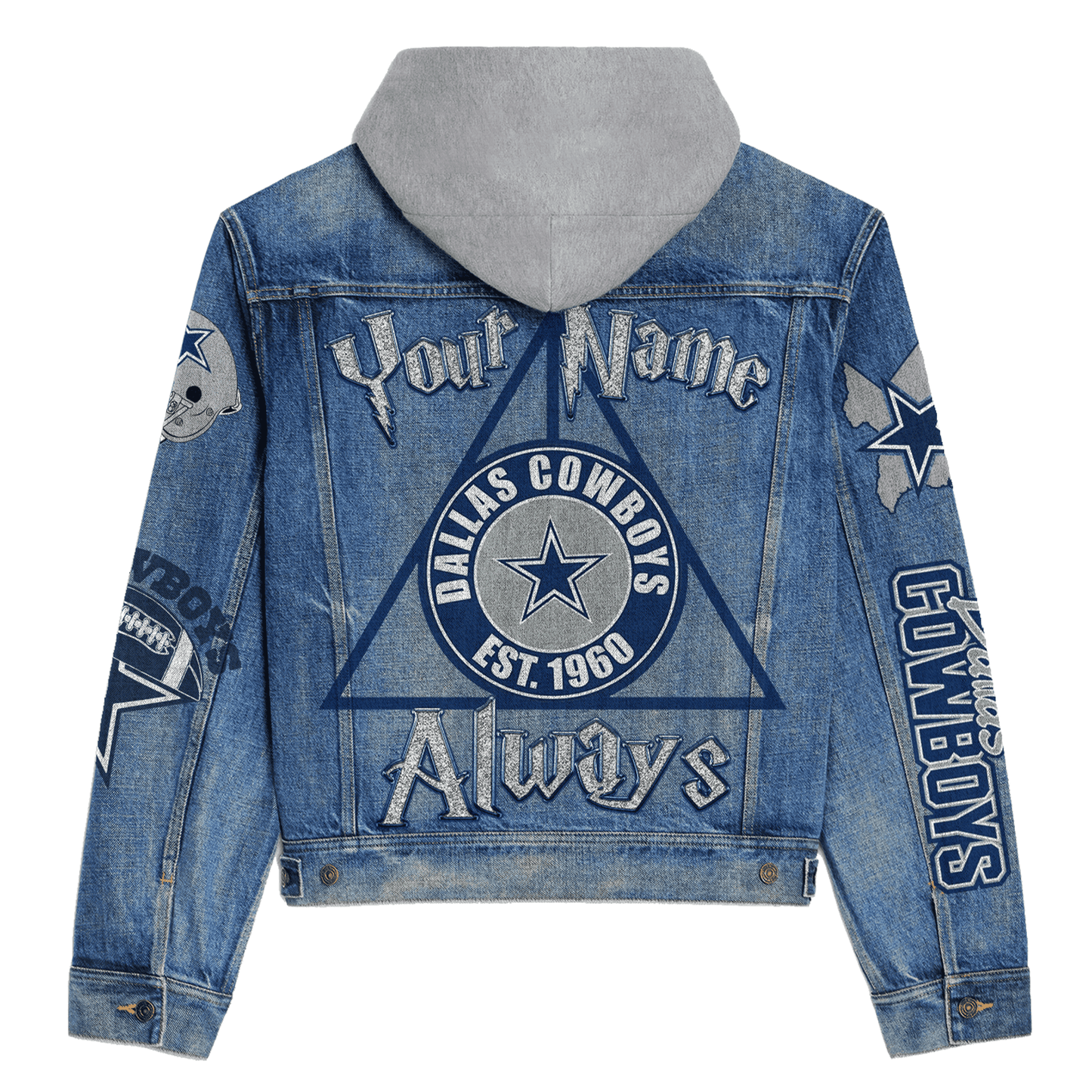 Dallas Cowboys Premium Hooded Denim Jacket New Collection AZBTHDJ000121