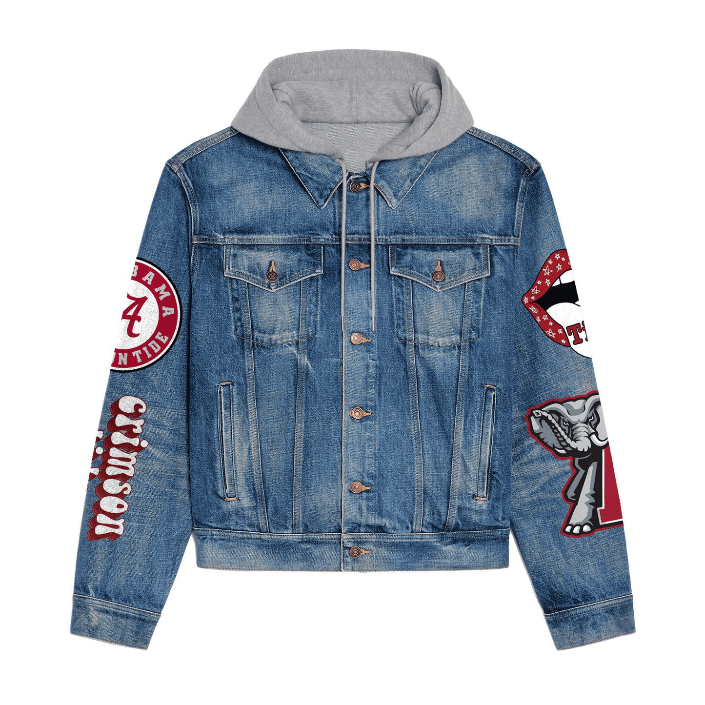 Abama Crimson Tide Premium Hooded Denim Jacket New Collection AZBTHDJ000359