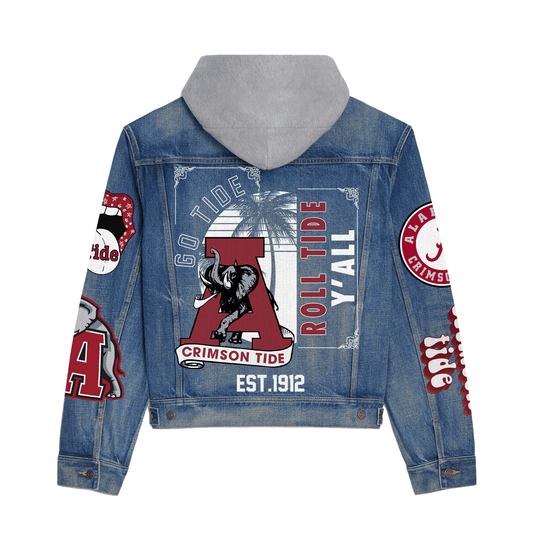 Abama Crimson Tide Premium Hooded Denim Jacket New Collection AZBTHDJ000359