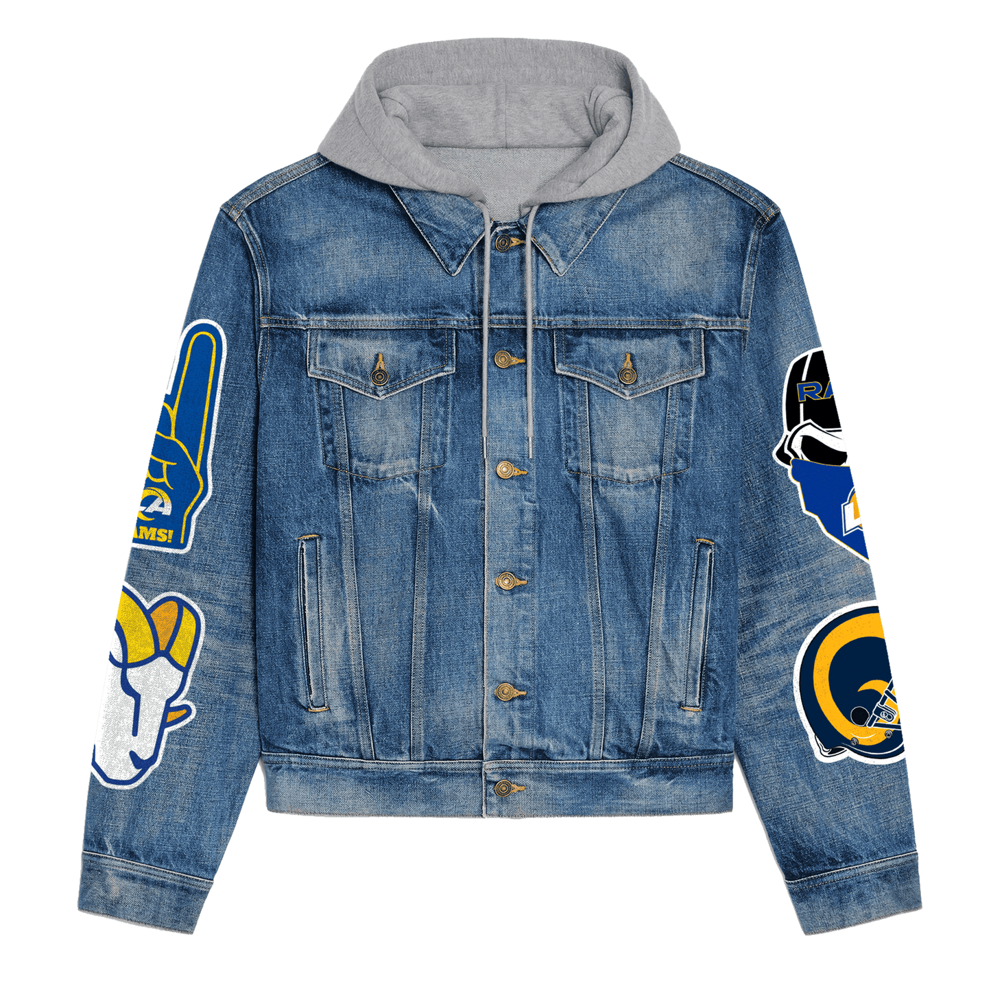 Los Angeles Rams Premium Hooded Denim Jacket New Collection AZBTHDJ000140