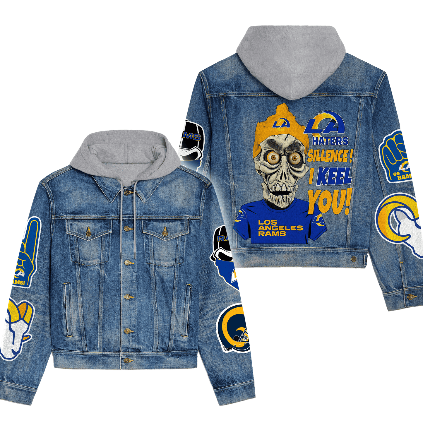 Los Angeles Rams Premium Hooded Denim Jacket New Collection AZBTHDJ000140