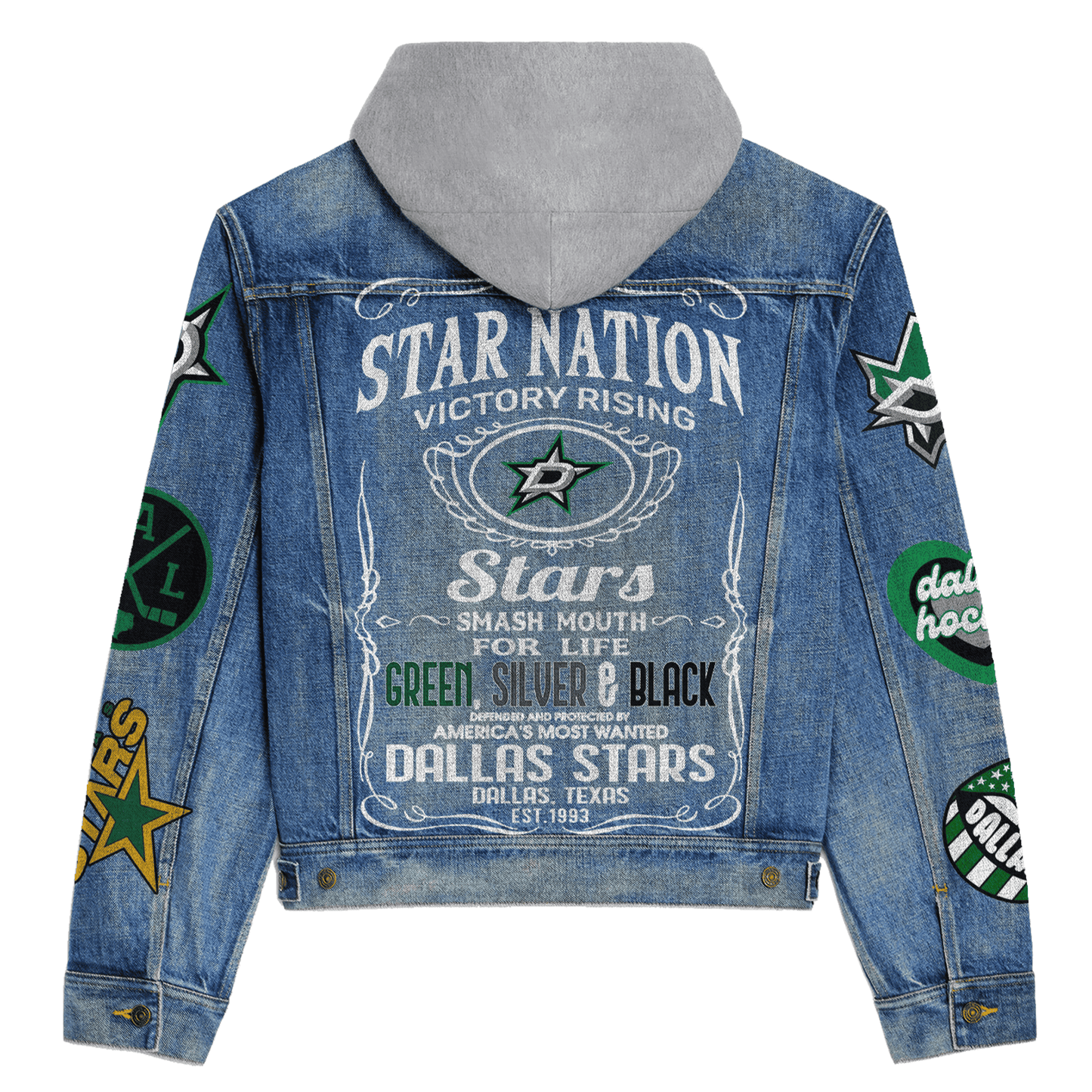 Dallas Stars Premium Hooded Denim Jacket New Collection AZBTHDJ000256