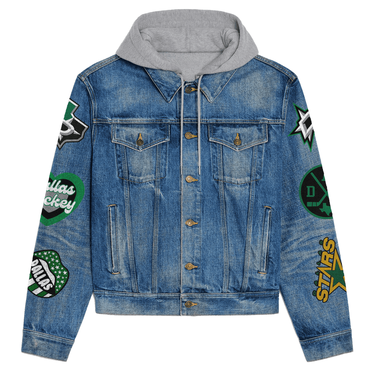 Dallas Stars Premium Hooded Denim Jacket New Collection AZBTHDJ000256