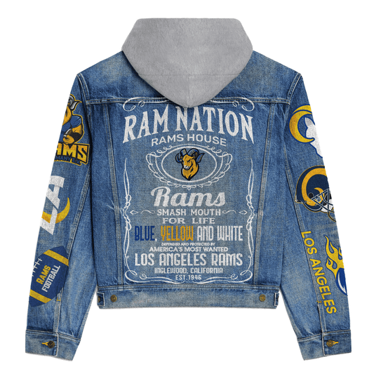 Los Angeles Rams Premium Hooded Denim Jacket New Collection AZBTHDJ000143