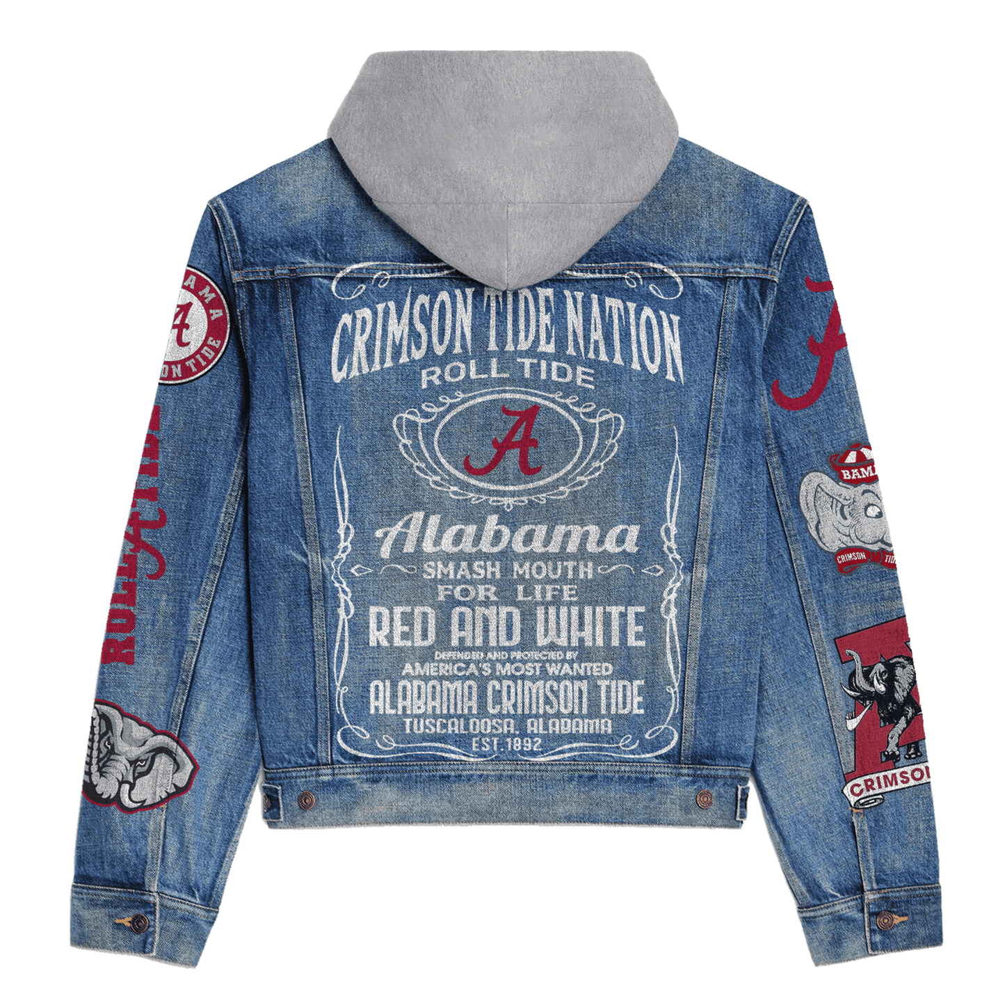 Abama Crimson Tide  Premium Hooded Denim Jacket New Collection AZBTHDJ000366