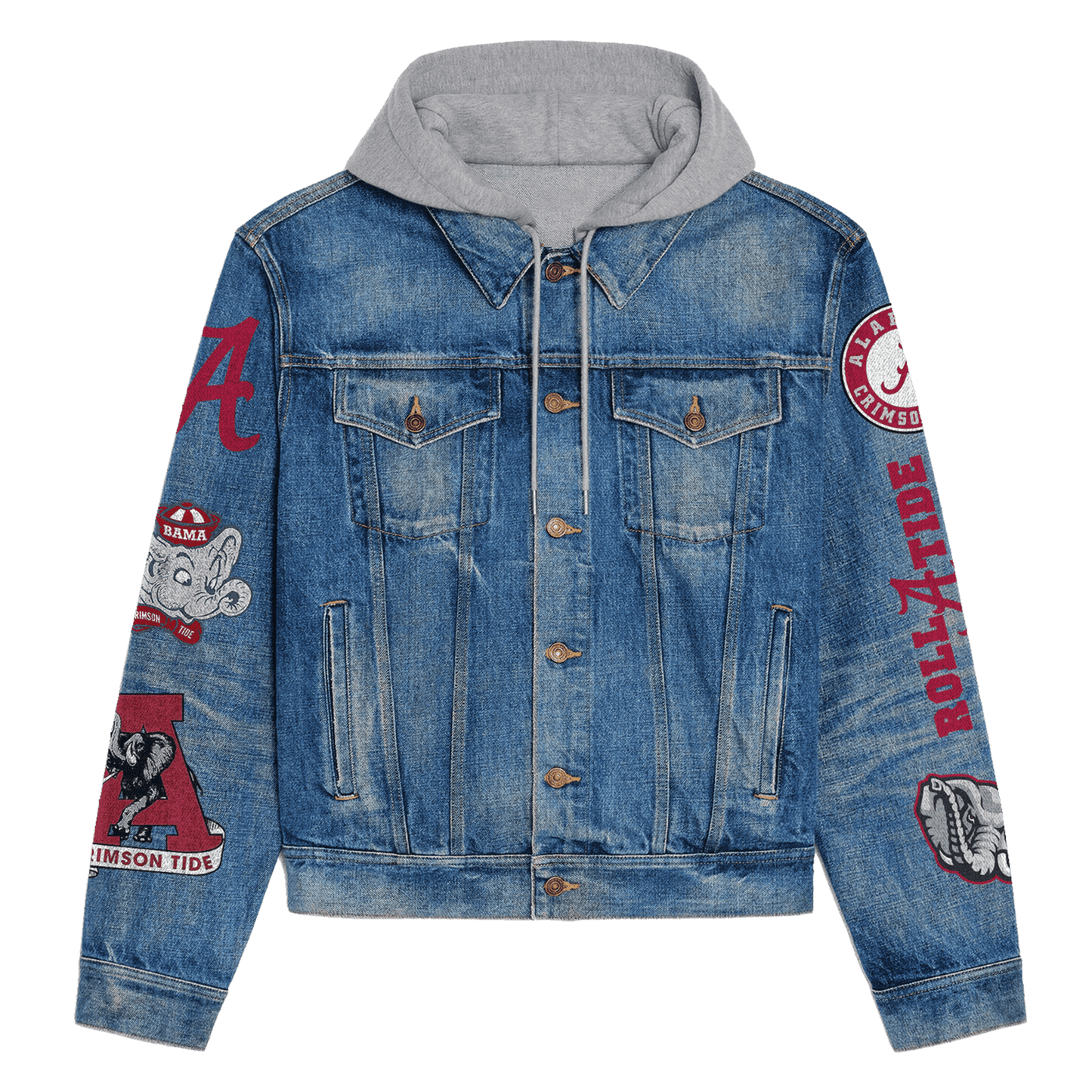 Abama Crimson Tide  Premium Hooded Denim Jacket New Collection AZBTHDJ000366