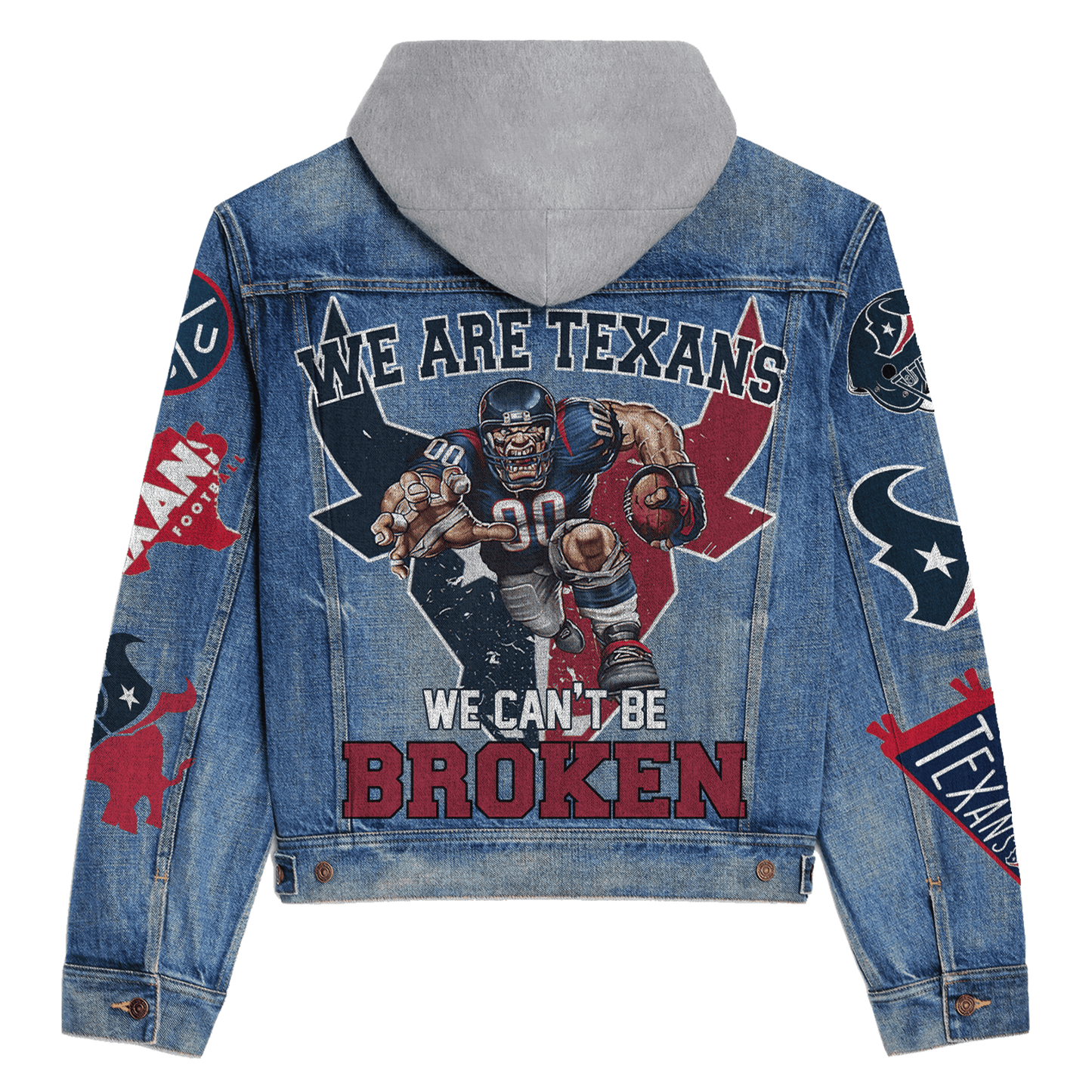 Houston Texans Premium Hooded Denim Jacket New Collection AZBTHDJ000141