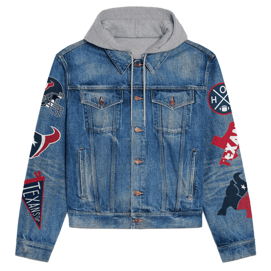 Houston Texans Premium Hooded Denim Jacket New Collection AZBTHDJ000141