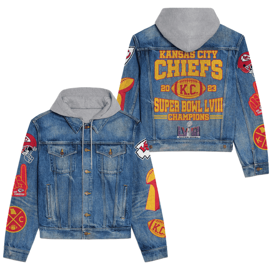 Kansas City Chiefs Premium Hooded Denim Jacket New Collection AZBTHDJ000142