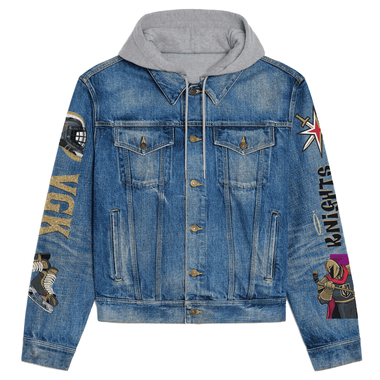 Vegas Golden Knights Premium Hooded Denim Jacket New Collection AZBTHDJ000257