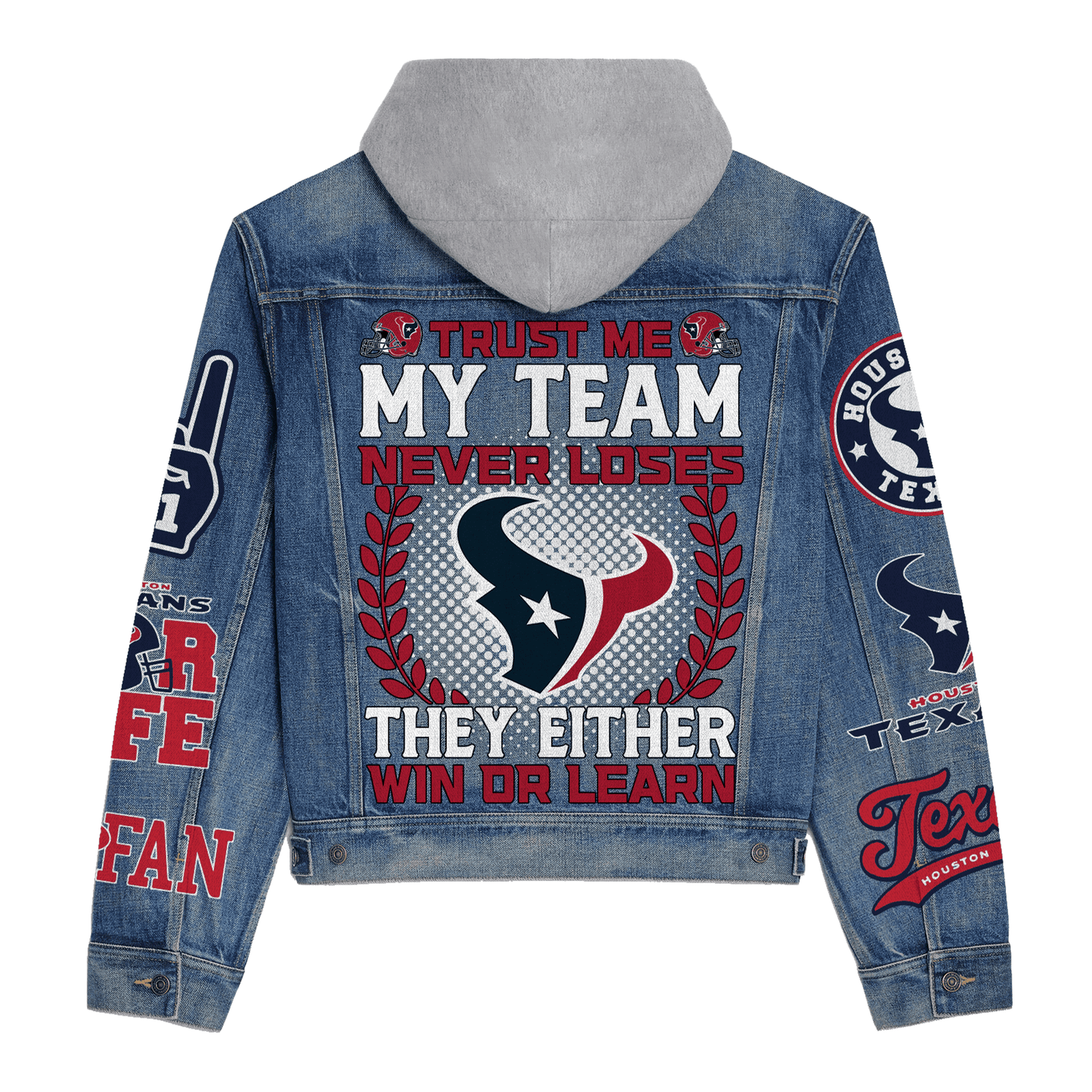 Houston Texans Premium Hooded Denim Jacket New Collection AZBTHDJ000147