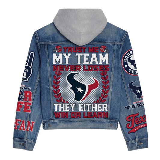 Houston Texans Premium Hooded Denim Jacket New Collection AZBTHDJ000147