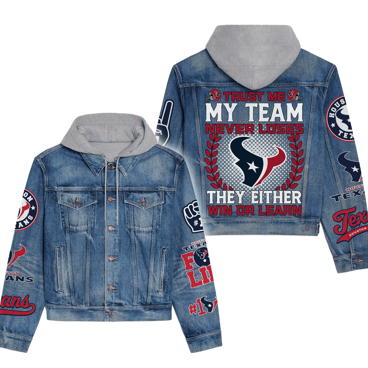 Houston Texans Premium Hooded Denim Jacket New Collection AZBTHDJ000147