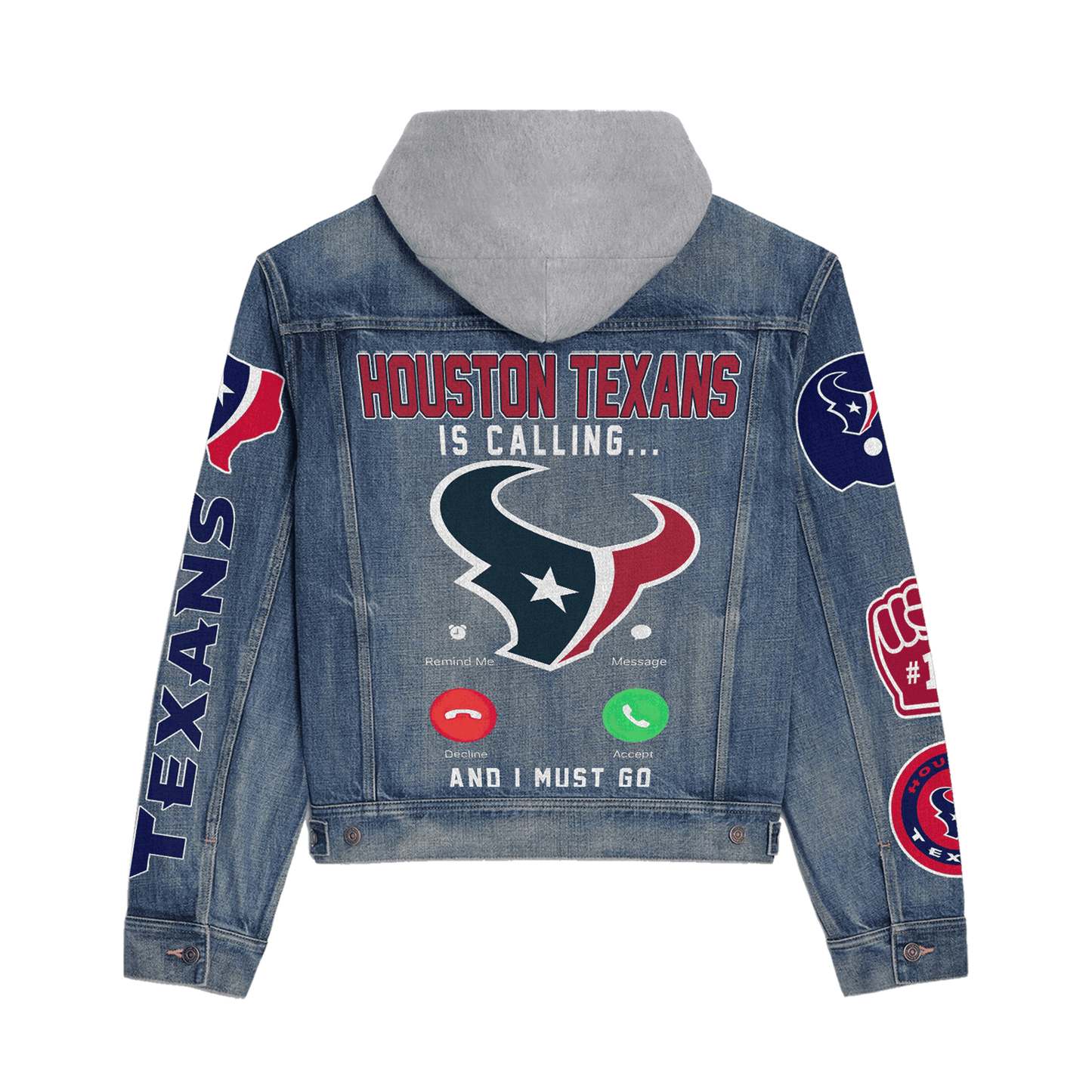 Houston Texans Premium Hooded Denim Jacket New Collection AZBTHDJ000146