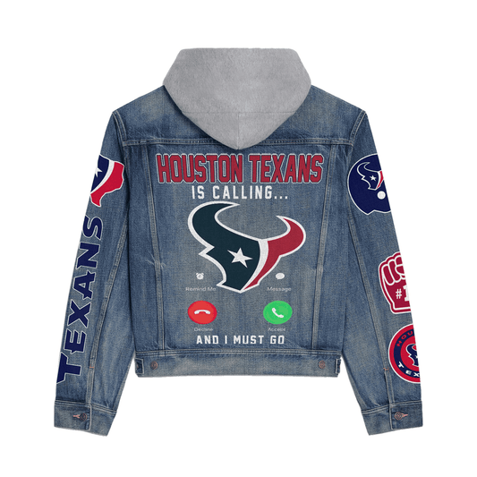 Houston Texans Premium Hooded Denim Jacket New Collection AZBTHDJ000146
