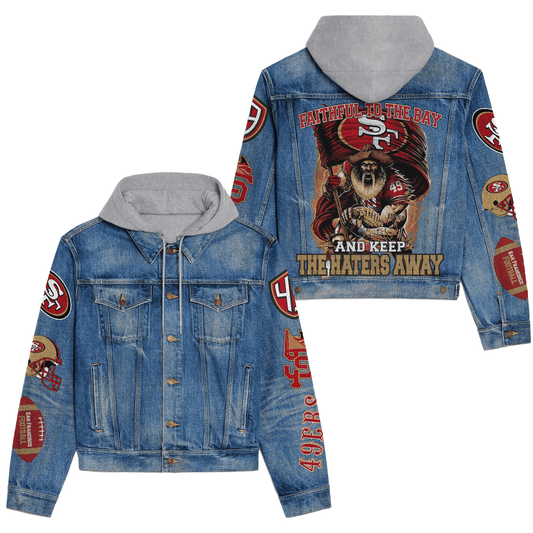 San Francisco 49ers Premium Hooded Denim Jacket New Collection AZBTHDJ000149
