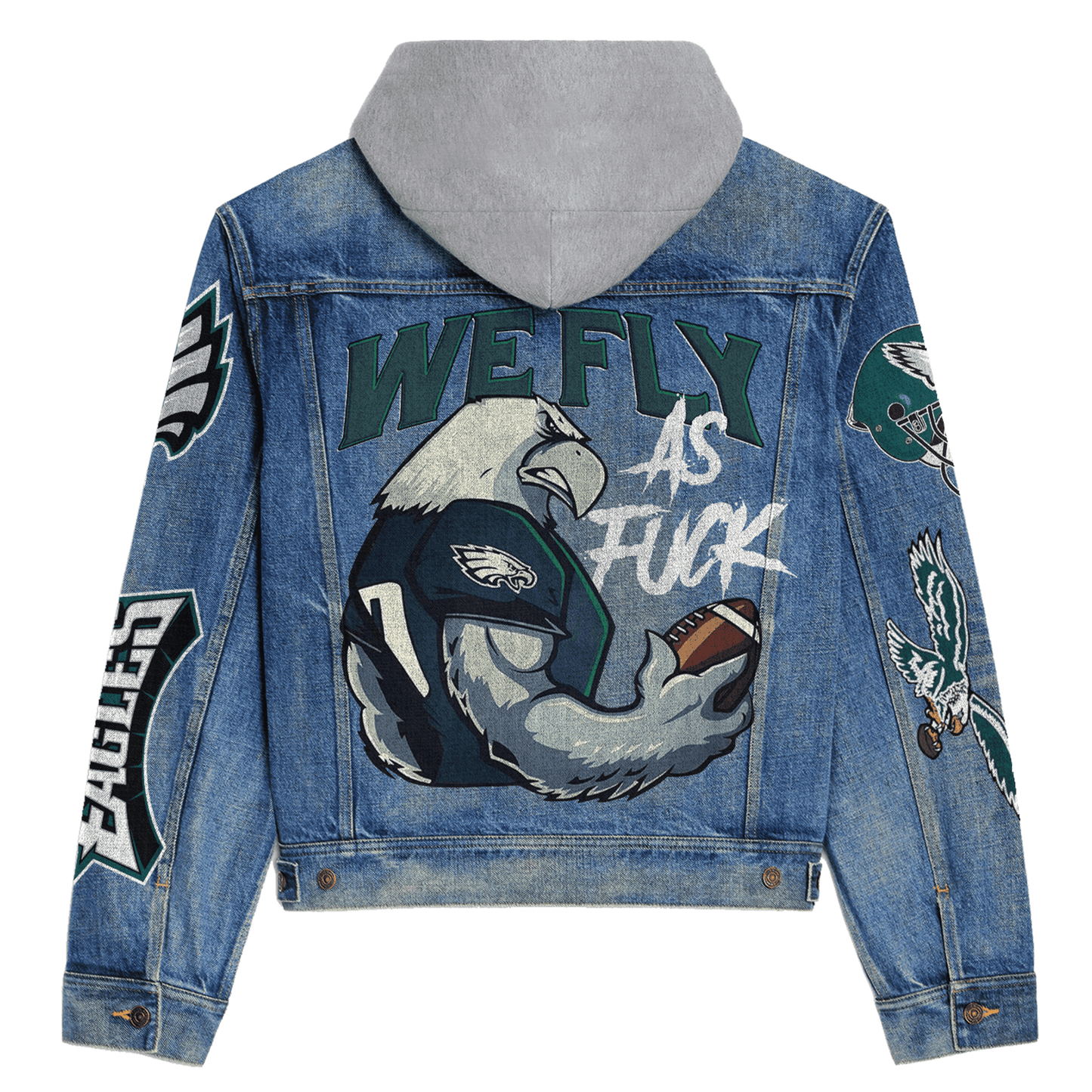 Philadelphia Eagles Premium Hooded Denim Jacket New Collection AZBTHDJ000150