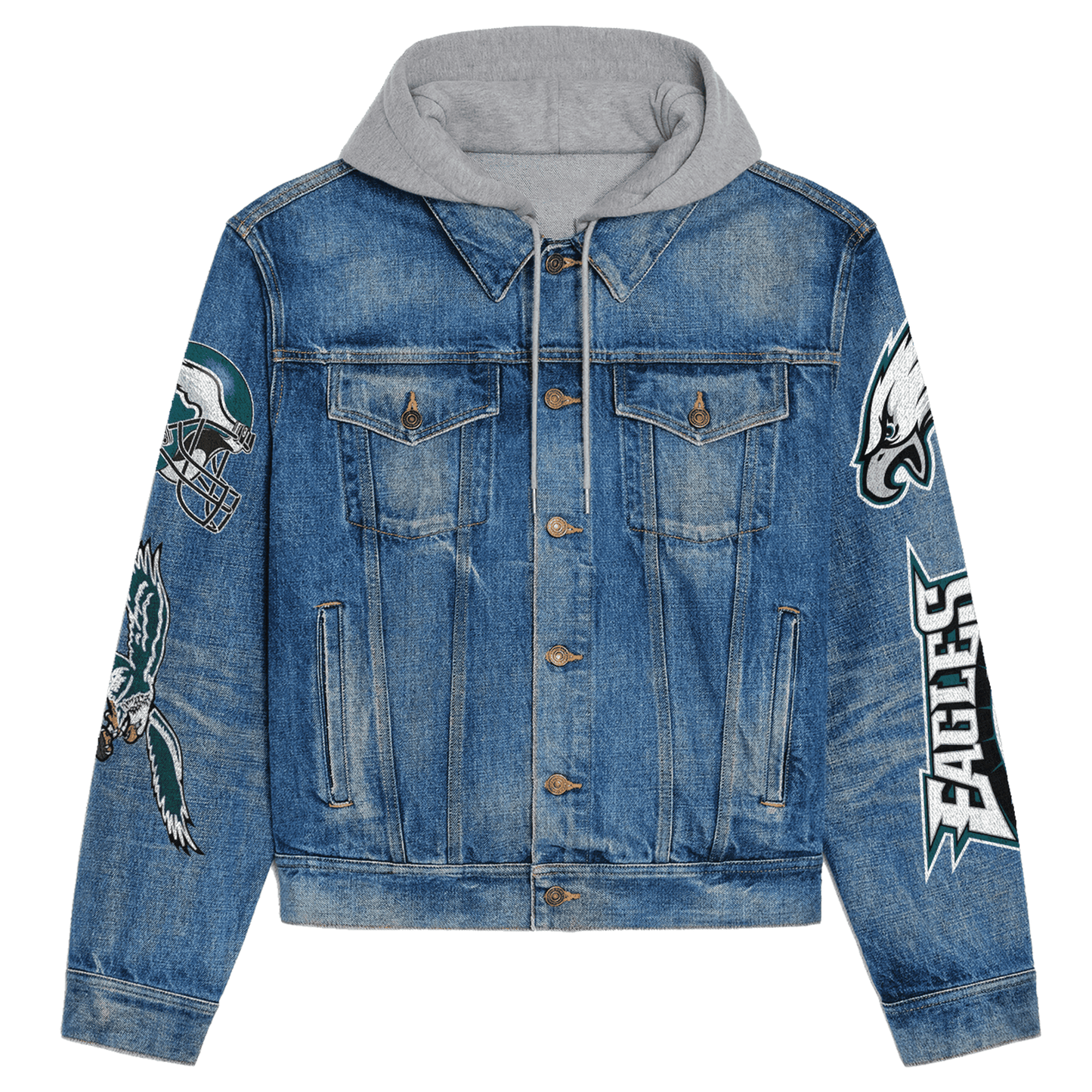 Philadelphia Eagles Premium Hooded Denim Jacket New Collection AZBTHDJ000150