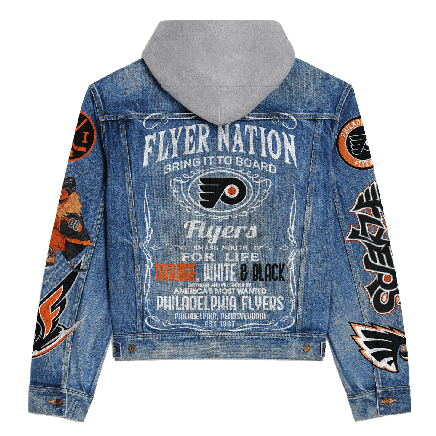 Philadelphia Flyers Premium Hooded Denim Jacket New Collection AZBTHDJ000258