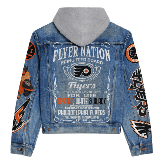 Philadelphia Flyers Premium Hooded Denim Jacket New Collection AZBTHDJ000258