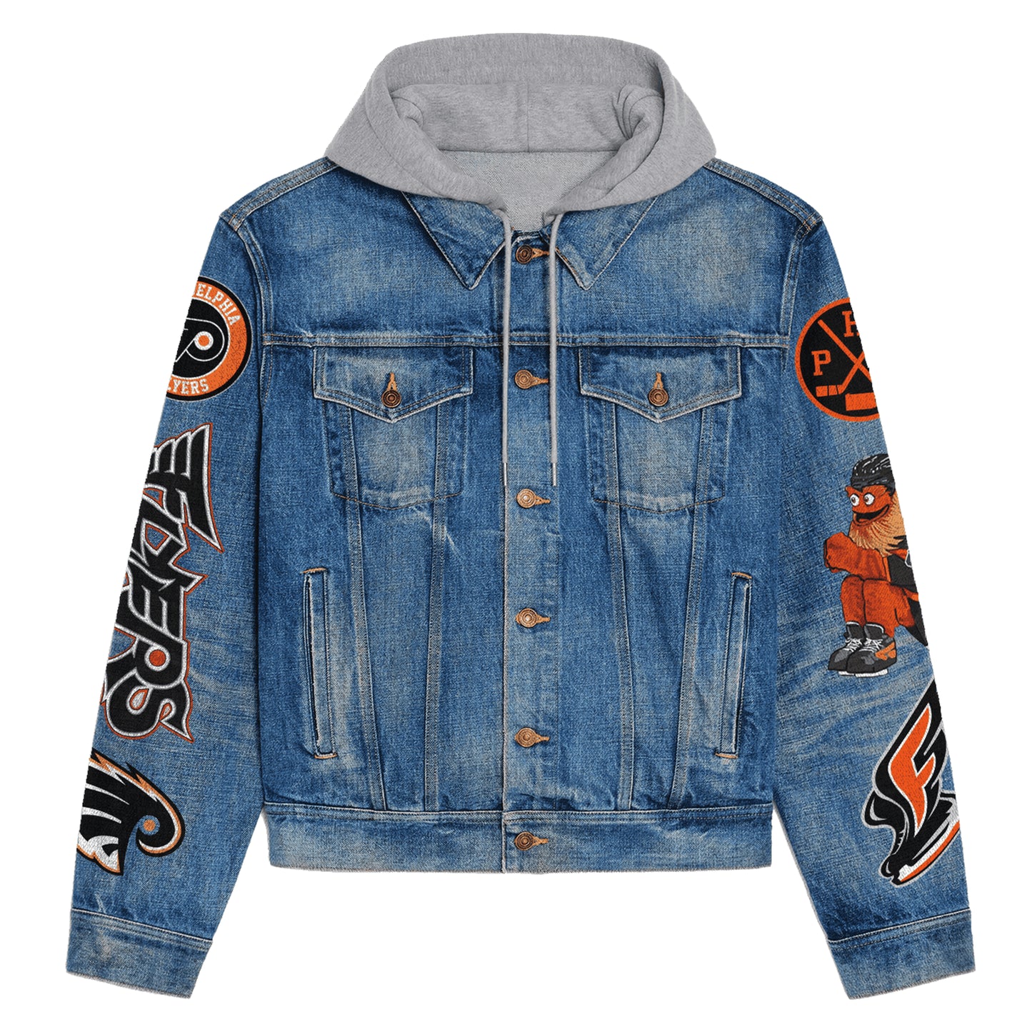 Philadelphia Flyers Premium Hooded Denim Jacket New Collection AZBTHDJ000258
