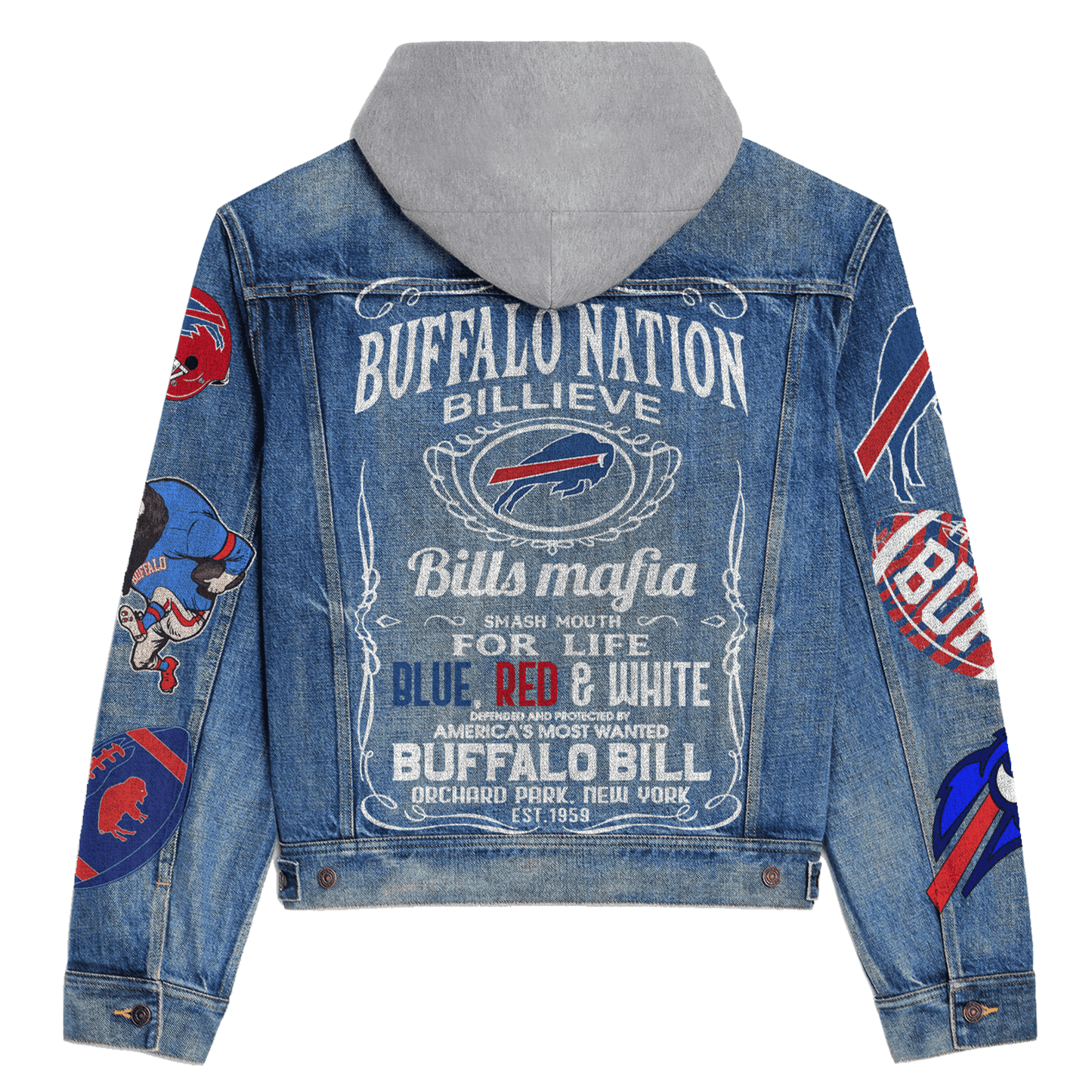 Buffalo Bills Premium Hooded Denim Jacket New Collection AZBTHDJ000151