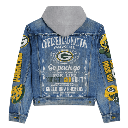 Green Bay Packers Premium Hooded Denim Jacket New Collection AZBTHDJ000128