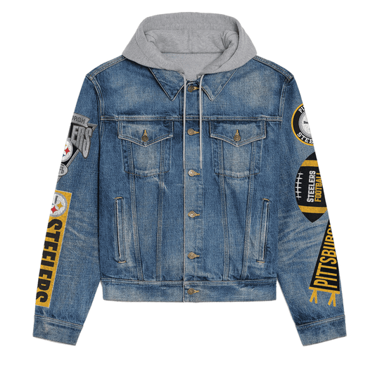 Pittsburgh Steelers Premium Hooded Denim Jacket New Collection AZBTHDJ000127