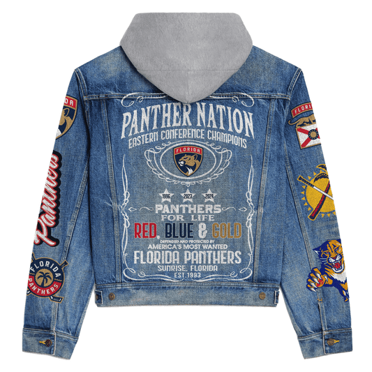 Florida Panthers Premium Hooded Denim Jacket New Collection  AZBTHDJ000251